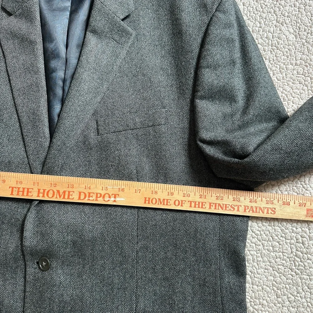 LRL Ralph Lauren Blazer Jacket Men's 48L Gray Wool Cashmere Herringbone Paisley
